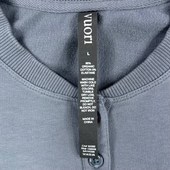 Vuori Laguna Henley Sweatshirt Womens Large Blue Gray Organic Cotton Relaxed Fit - Picture 2 of 12